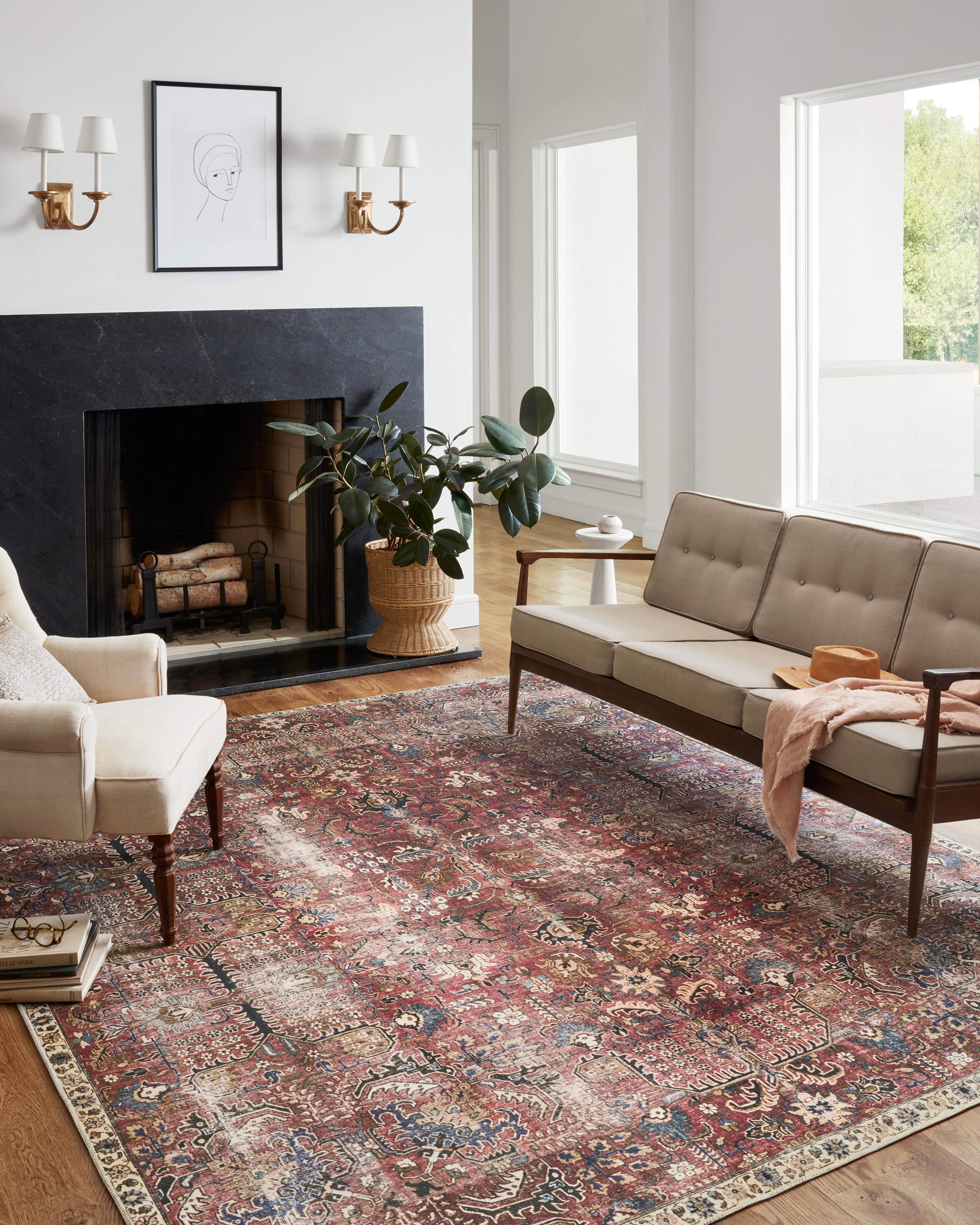 Chris Loves Julia x Loloi Jules Merlot/Multi 7'-6" x 9'-6" Area Rug