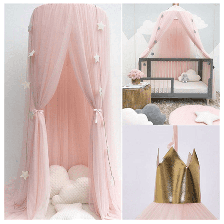Baby Bed Curtains Mosquito Net Canopy Round Dome Princess Toddler