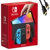 Nintendo Switch OLED Model with Neon Blue and Red Joy-Con, 64GB Internal Storage, AC WiFi, Black Dock - 7" 1280 x 720 OLED Touchscreen, Bluetooth, Ethernet, Type-C, HDMI_Cable
