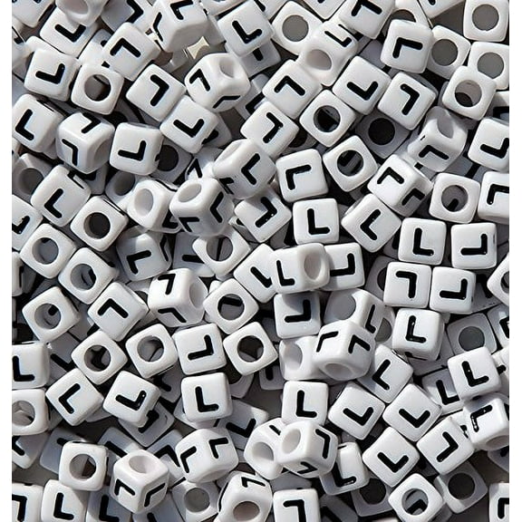 JOLLY STORE Crafts Letter "L" 7mm Cube Shape Alphabet Beads