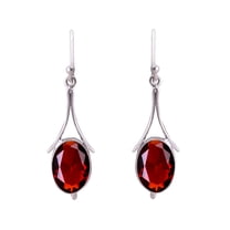 Red Garnet Gemstone 925 sterling Silver Earring, Length 1.80", Gift For Her, Silver Handmade Jewelry, Garnet Earring, Red Earring, Oval Earring, Gemst