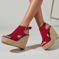 thumbnail image 4 of Zapatos de mujer Casual Peep Toe Cuñas Tacones súper altos Hebilla Correa Sexy Sandalias de suela de paja Wmkox8yii sa4133, 4 of 9