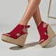 thumbnail image 4 of Zapatos de mujer Casual Peep Toe Cuñas Tacones súper altos Hebilla Correa Sexy Sandalias de suela de paja Wmkox8yii sa4132, 4 of 9