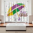 thumbnail image 2 of Ambesonne Mardi Gras Kitchen Curtains, Umbrella Stars Fun, 55"x39", Purple Yellow Green, 2 of 3