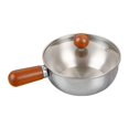 thumbnail image 2 of Olla para leche, cacerola de acero inoxidable portátil para hervir, utensilios de cocina con mango de madera, olla para sopa, calentador de L con tapa, 2 of 8