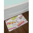 thumbnail image 2 of Train Bath Mat, Railway Station Composition Art in Energetic Colors, Plush Bathroom Decor Mat with Non Slip Backing, 29.5" X 17.5", Yellow Green Hot Pink, by Ambesonne, 2 of 2