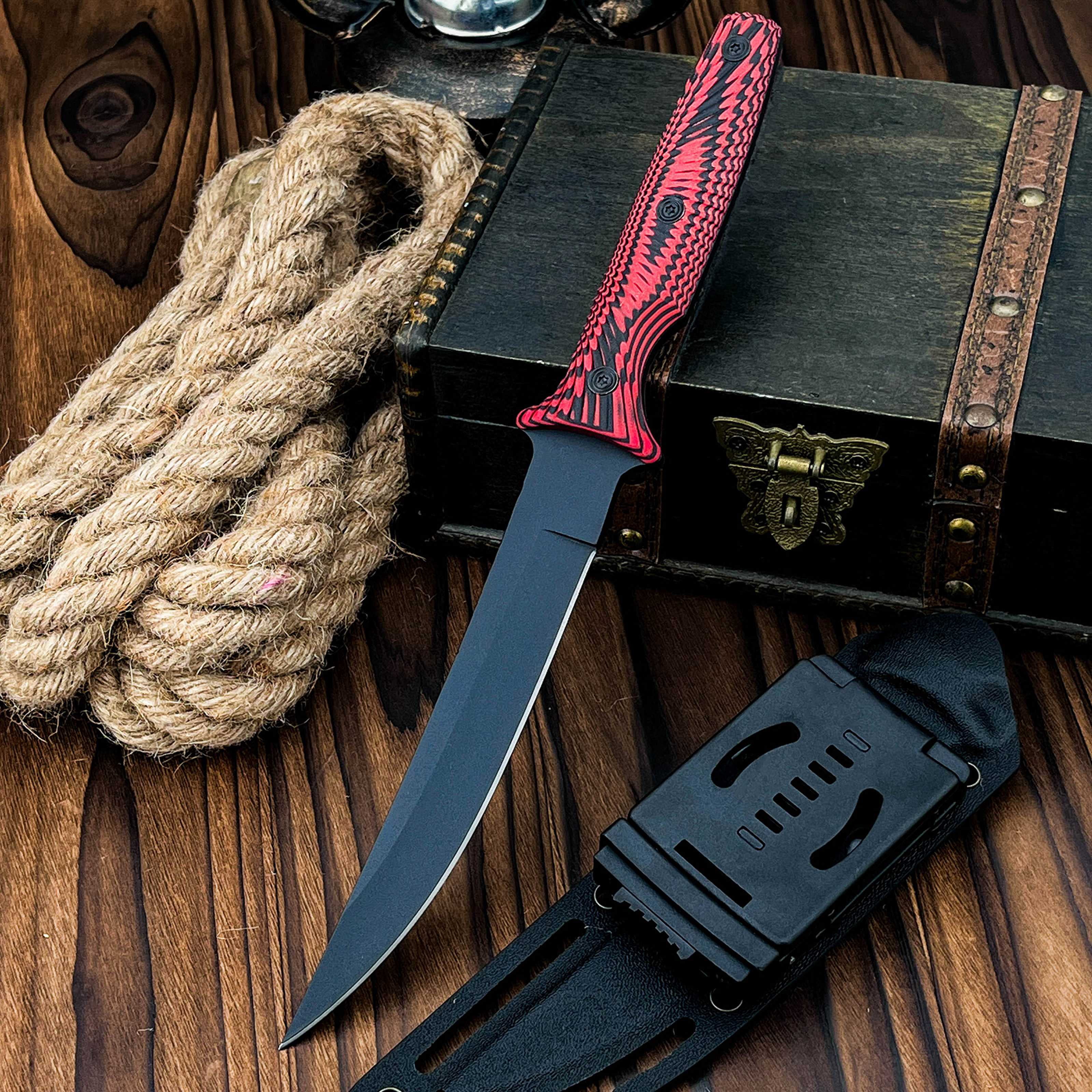Fixed Blade Outdoor Knife - D2 Steel Blade, G10 Handle with Kydex Sheath, Ideal for Camping, Hiking, Fishing & BBQ
