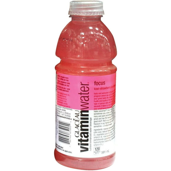 Glaceau Vitamin Water Focus Kiwi-Strawberry Flavored Electrolyte Enhanced Drink, 591 ml Pack of 12