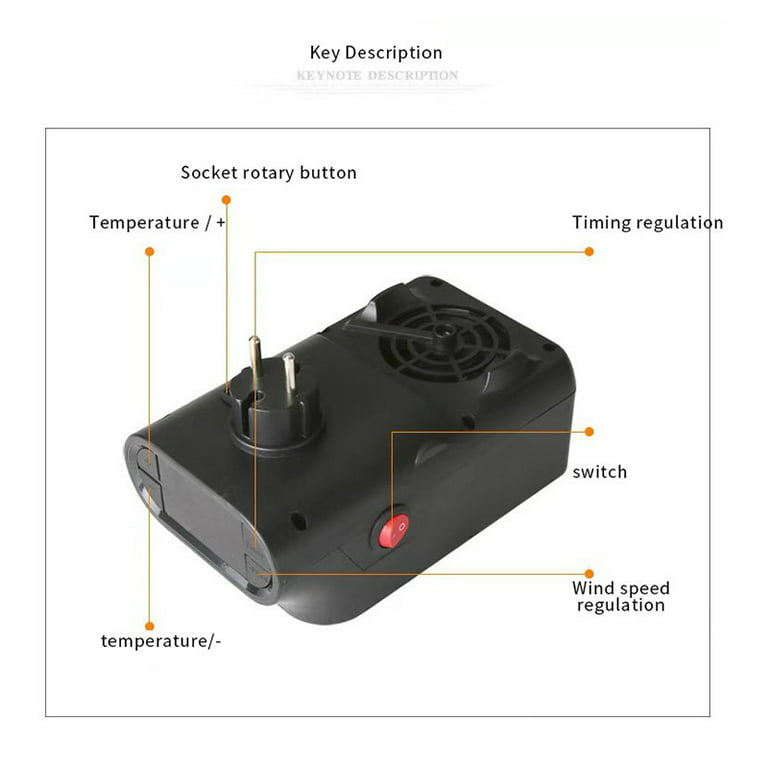 Safety Energy-saving Heater Mini Portable Room Office Desktop Electric Fan  Heater Air Warmer Black