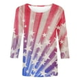 thumbnail image 4 of Hauts d'Été pour Femmes 2023 Mode Féminine Manches Courtes Col Rond Rétro Imprimé Ample Blouse Manches Trois-Quarts Bohème Grande Taille T-Shirt pour Femmes, 4 of 4
