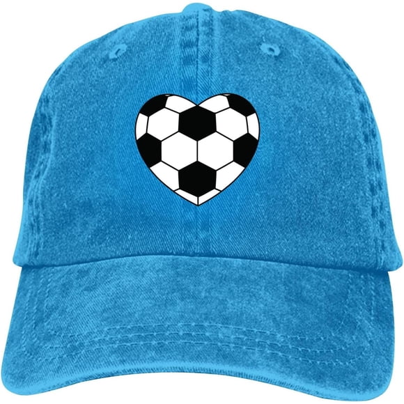 Soccer Ball Heart Baseball Cap Vintage Adjustable Washed Hats Cowboy Hats Denim Dad Hat for Men Women Boy Girl