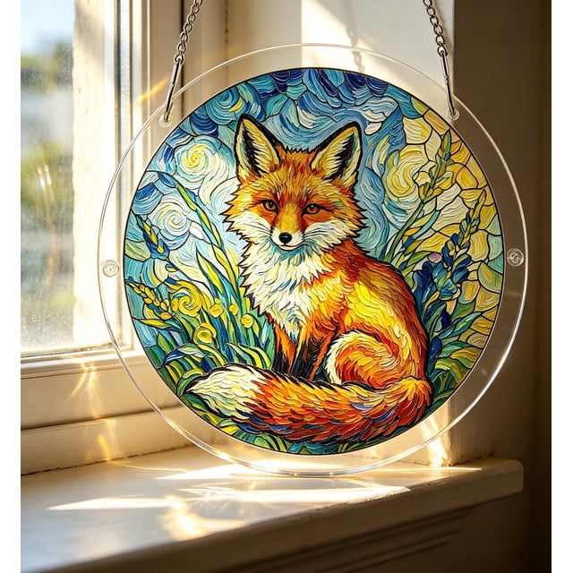 Decoración colgante para ventana de acrílico estilo vitral con paneles coloridos para uso en interiores y exteriores en el hogar y jardín