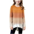 thumbnail image 2 of NAISIBABY Girls T Shirts with Lace, Irregular Hem Crewneck Long Sleeve Kids Casual Fashion Tops Orange 10T, 2 of 6