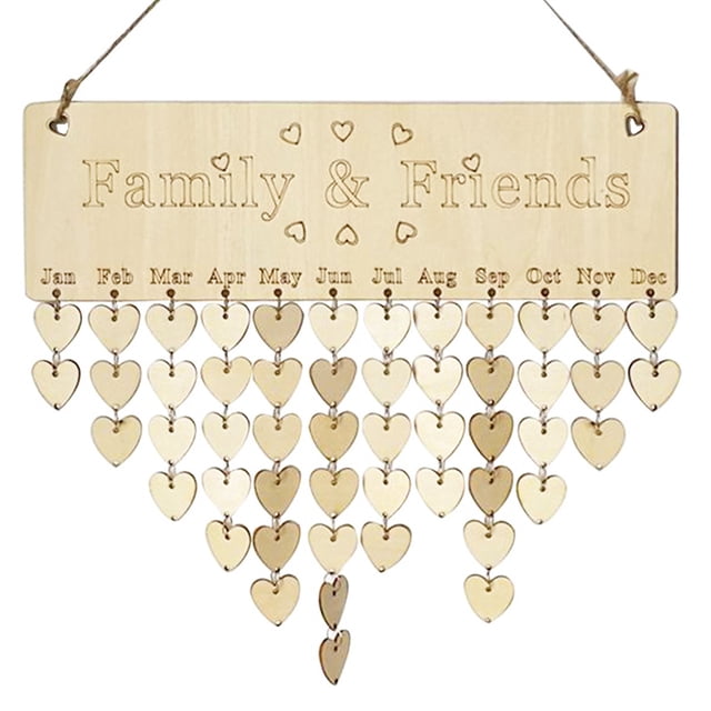 Calendario placa de madera DIY artesanía recordatorio tablero decoración colgante calendario de cumpleaños, tipo 1 Kearding HA004492-01