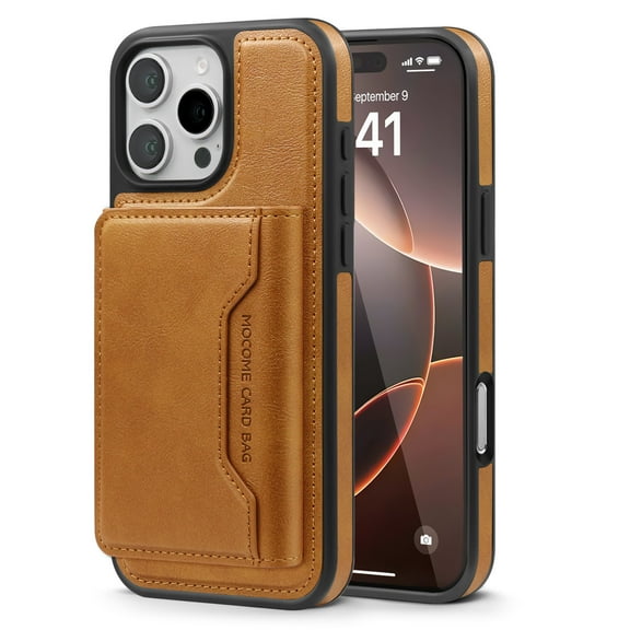 Allytechgroup Compatible Magsafe 2 in 1 Detachable iPhone 16 Pro Max Wallet Case, PU Leather RFID Blocking Flip Kickstand with Card Holder for Apple iPhone 16 Pro Max, Brown