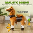 thumbnail image 5 of Childrens Bike, Qaba Ride on Horse, Walking Horse Toy, Kids Plush Riding Horse, Pony with Wheels & Neighing Sound for 3-5 Years Old up to 132 Pounds, Brown, Brown Kids Bike,Polyester Girls Bike, 5 of 9