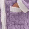 thumbnail image 5 of PNTUTB Women's Fleece Soft Warm Pajama Set Contrast V-neck Button Long Sleeve Pockets Top and Pant Fall Winter Loungewear Set, 5 of 7