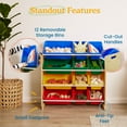 thumbnail image 5 of ECR4Kids 4-Tier Organizer with 12 Removable Plastic Bins, 4x3, Toy Storage, Natural/Primary, 5 of 9