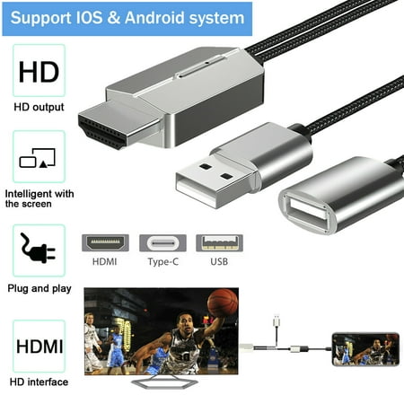 Micro USB Type C To HDMI 4K Projector HUB Adapter Cables For Android iPhone iPad - iPad Mini /2/3/4/5/Mini