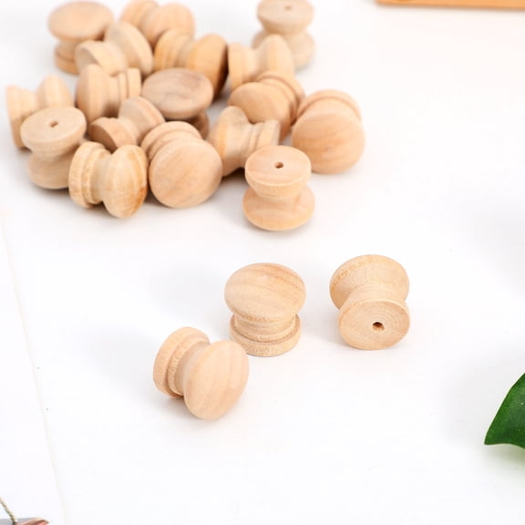 BESTYASH 100Pcs Rustic Mushroom Wood Knobs Unfinished Wood Pull Handles for Dressers and Cabinets