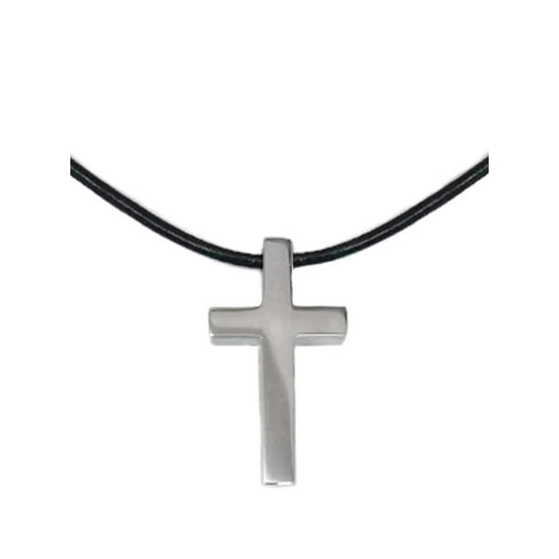 MENS CROSS PENDANT Necklace for Men Man Cord Rope Beads Stainless Steel Beaded 