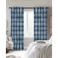 thumbnail image 2 of Blue Plaid Blackout Curtains 54 Inch Length 2 Panels Set for Living Room Bedroom, Modern Simple Watercolor Buffalo Lattice Room Darkening Window Curtains Thermal Insulated Black Out Curtain 52"x54", 2 of 8