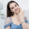 thumbnail image 3 of CZ Royal Blue Stone Dangle Drop Pendent Necklace Huggie Earring Ring Jewelry Set, 3 of 9
