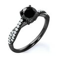 thumbnail image 3 of JeenMata Infinity with Pave Accents - 1 TCW Round Shape Lab Created Black Diamond and Moissanite - Prong Engagement Ring, 3 of 7
