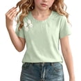 thumbnail image 3 of Loopsun Kids Girls Summer Tops Solid Round Neck Short Sleeve Blouses for 0 to 12 Years, 3 of 5