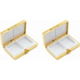 thumbnail image 3 of Set of 2 Rectangular-Shaped Pocket Purse Pill Box & Organizer With Dual Compartments (Gold With Silver Star), 3 of 4