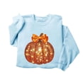thumbnail image 3 of Fall Sweatshirts for Women Pumpkin Print Halloween/Thanksgiving Holiday Tops Crewneck Long Sleeve Pullover (M, Sky Blue|Pumpkin), 3 of 6