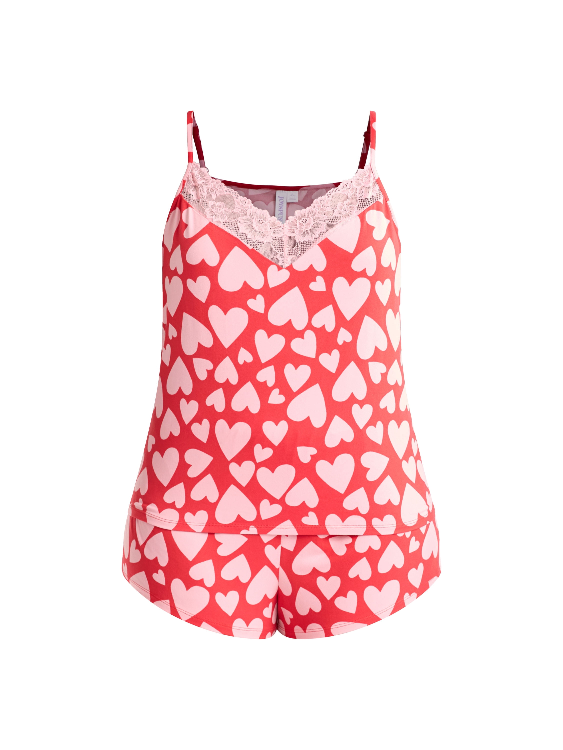 Joyspun Women’s Dreamy Soft Collection Lace Trim Knit Cami and Shorts Pajama Set, Sizes XS to 3X