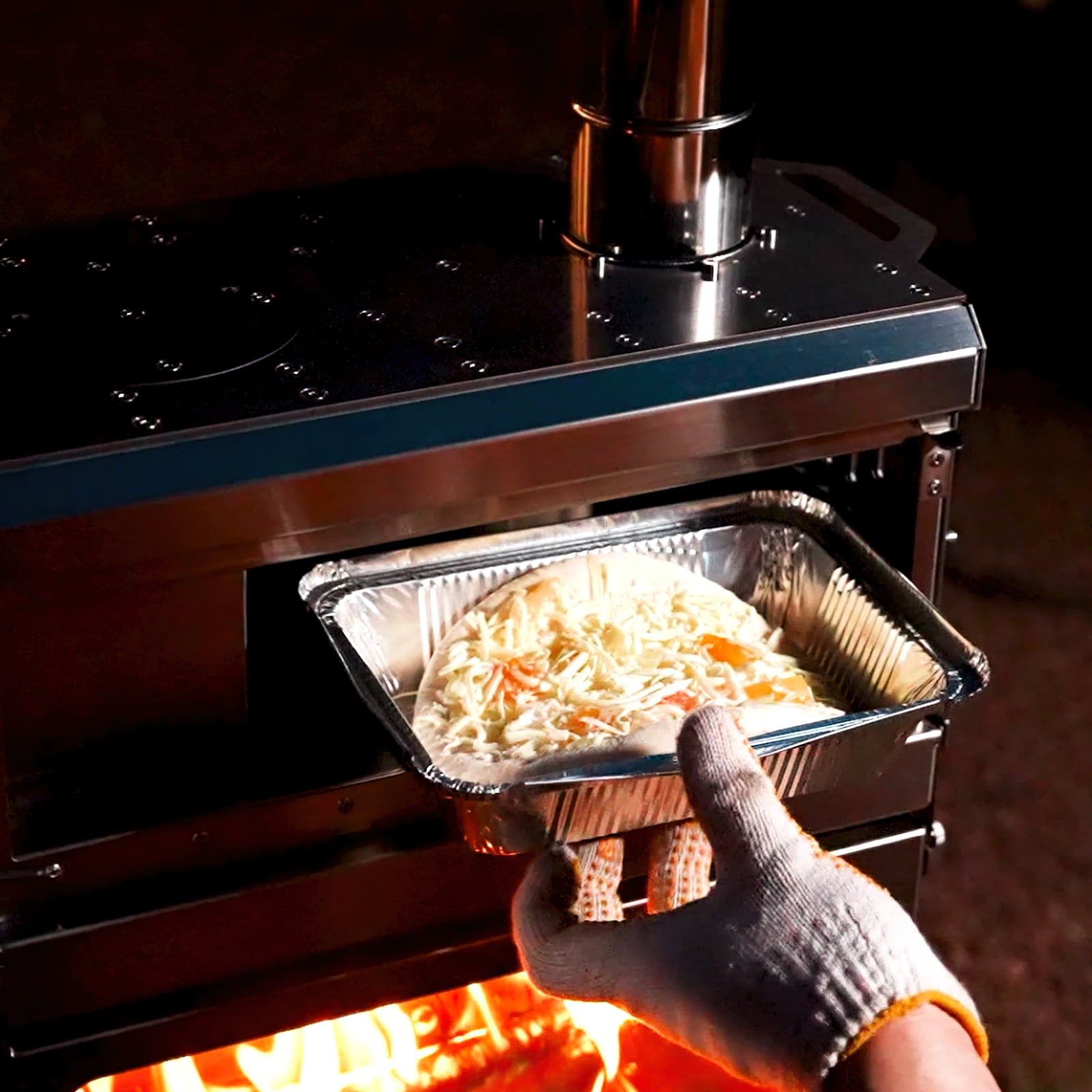Wood Burning Stove with Oven and Rack - Camping Tent Stove with Chimney Pipe, Stainless Steel Hot Tent Stove for Outdoor, Cooking, Hiking