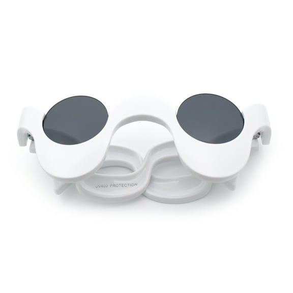 Rad Offbeat Thick Plastic Wave Shape Runway Fashion Sunglasses White