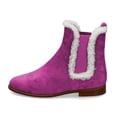thumbnail image 2 of XYD Women Round Closed Toe Chelsea Boots Side Elastic Furry Fireside Ankle Booties Cold Weather Flat Shoes Size 7 Magenta, 2 of 4