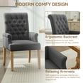 thumbnail image 5 of Fabric Dining Chair with Arms, Upholstered Tufted High Back Dining Room Chairs, Accent Armchair with Solid Wood Leg and Nailhead Trim, for Kitchen Dining Living Room, Dark Grey, 5 of 9