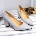 thumbnail image 5 of Summer Saving Clearance! Itsun Block Heels Women's Fashion Pointed Toe Chunky Heels High Heels Shoes Solid Color Casual High Heels Shoes Gray US Size 7.5, 5 of 5