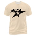 thumbnail image 4 of Rggeeun Mens Tee Shirts Star Print Short Sleeve Crew Neck Loose Fit Soft Breathable for Summer Beach Lounging Stylish Tees,Beige,M, 4 of 4