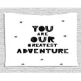 thumbnail image 1 of Adventure Nursery Tapestry, Calligraphic You are Our Greatest Adventure Texts with Crooked Stars, Wall Hanging for Bedroom Living Room Dorm Decor, 80W X 60L Inches, Black and White, by Ambesonne, 1 of 2