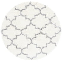 SAFAVIEH Fontana Hilda Geometric Shag Area Rug, Cream/Grey, 6'7" x 6'7" Round
