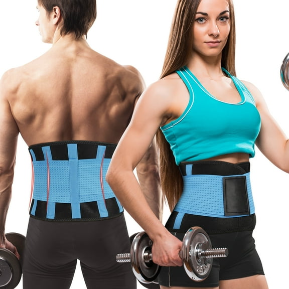 Atercel Waist Trainer Lumbar Support Belt with 4 PVC Supports & Adjustable Fit(Blue M)