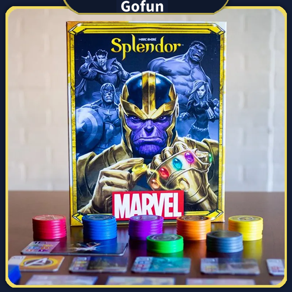 Juego de mesa Splendor Marvel Family Party con Thanos y Avengers