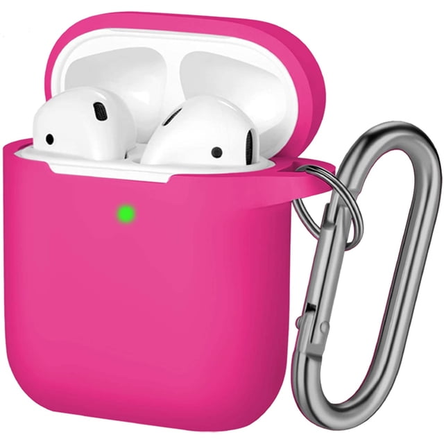 Cover Compatible with AirPods Case, Soft Silicone Protective Covers Skin (Front LED Visible) Designed for Airpod 2/ AirPod 1 Cases with Keychain Accessories, Women Girls Men Boys,Rose