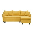 thumbnail image 6 of 80-inch Convertible Sofa Bed, Corduroy L-shaped Couch with Storage Seat & 2 Pillows, Modern Soft Lazy Chair with Pull-Out Ottoman for Living Room Office Apartment, Yellow, 6 of 8