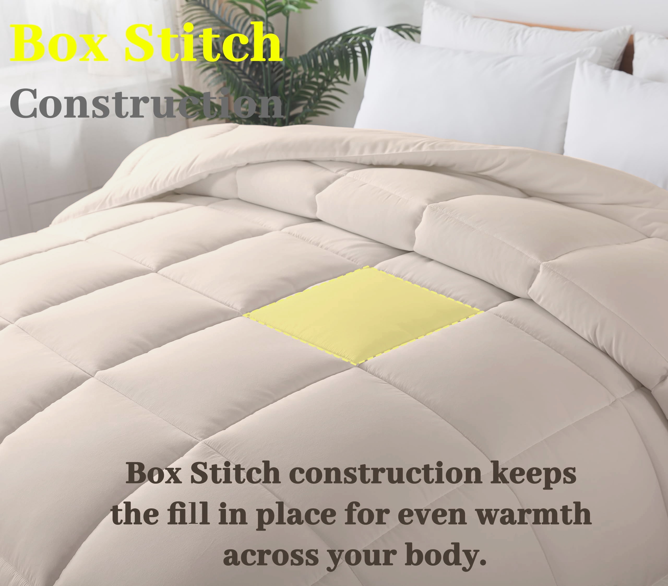 BedTreat Down Alternative Comforter with Corner Tabs - All Season Quilted King Size 240 GSM Sand Dollar Comforter, Machine Washable Microfiber Bedding