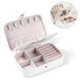 thumbnail image 2 of Travel jewelry box, portable jewelry box with mirror, jewelry box for necklaces, bracelets, rings, earrings-White, 2 of 5