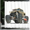 thumbnail image 4 of Ambesonne Cartoon Shower Curtain, Monster Truck Racing, 69"Wx70"L, Multicolor, 4 of 5