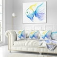 thumbnail image 2 of Designart Lovely Blue Fish Watercolor - Abstract Throw Pillow - 18x18, 2 of 4