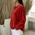 thumbnail image 3 of Velvet Tops for Women 2026 Long Sleeve Shirts Casual Loose Fit Velour Pullover Tee Shirts Soft Comfy Warm Lightweight Basic Tops by Yigetop Red M, 3 of 4