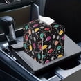 thumbnail image 7 of Psesaysky PU Leather Square Tissue Box Cover - Color Lights Tissue Cube Box Holder with Metal Button Bottom, Christmas Decorative Organizer for Vanity Toilet Night Stand Table Office Car, 7 of 7